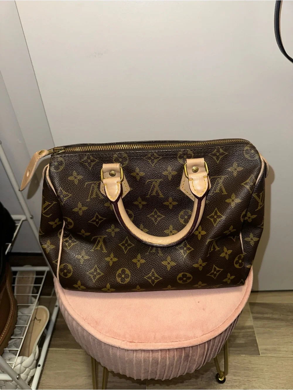 Louis Vuitton Brown Monogram Canvas Satchel  Authentic Vintage Speedy 25